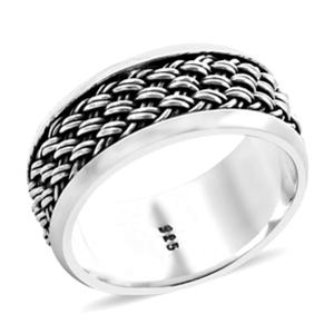 Bali Legacy 925 Sterling Silver Woven Pattern Ring (Size 9.0)